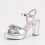 (38, Silver) Block Heel Platform Sandals with Bow Size 33-43 2