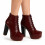 (35, Burgundy) Crocodile Platform Lace Up Ankle Boots 1