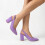 (36, Lilac) Suede Ankle Strap Block Heel Sandals Size 34-42 1