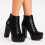 (35, Black) Crocodile Platform Lace Up Ankle Boots 1