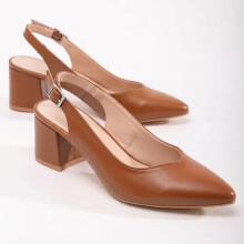 (38, Brown) Ankle Strap Block Heel Sandals Size 34-42