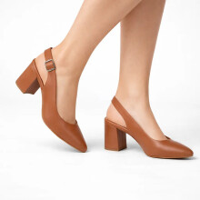 (40, Brown) Ankle Strap Block Heel Sandals Size 34-42
