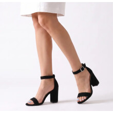 (35, Black) Block Heel Ankle Strap Sandals Size 33-43