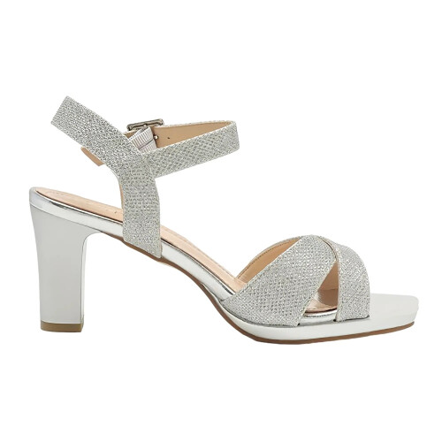 (38, Silver) Ankle Strap Chunky Heel Platform Ssndals Size 33-43 2