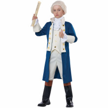 (X-Large (12-14), Blue) Alexander Hamilton George Washington President Colonial Child Boys Costume