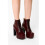 (36, Burgundy) Shiny Platform Lace Up Ankle Boots 1