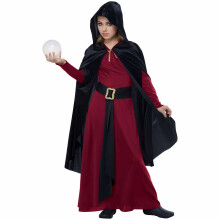 (Medium (8-10), Red) Twilight Sorceress Witch Gothic Medieval Renaissance Child Girls Costume
