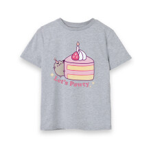 (9-10 Years) Pusheen Short Sleeved T-Shirt (Girls Grey)