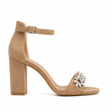 (35, Mink) Rhinestone Ankle Strap Sandals Size 33-43