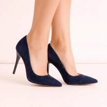 (35, Navy Blue) Suede Court Shoes Stiletto Heel Size 33-45