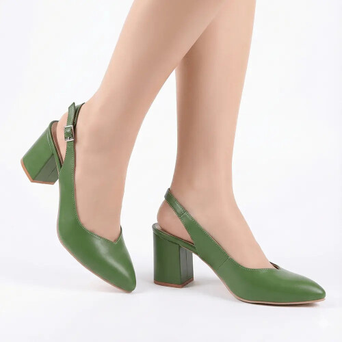 (39, Green) Ankle Strap Block Heel Sandals Size 34-42 1