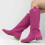 (39, Fuchsia) Low Heel Cowboy Knee High Boots Size 35-44 1