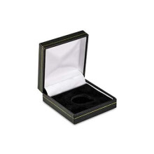 (Sovereign Coin | 22mm dia.) Black Leatherette Sovereign and Crown Coin Capsule Boxes