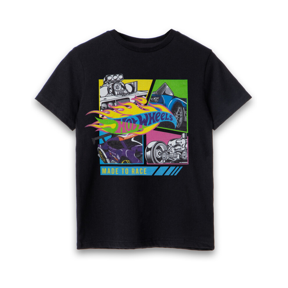 Hot Wheels (7-8 Years) Short Sleeved T-Shirt (Boys Black)
