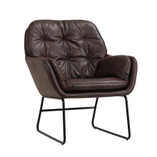 Dark Brown Faux Leather Oversized Leisure Armchair