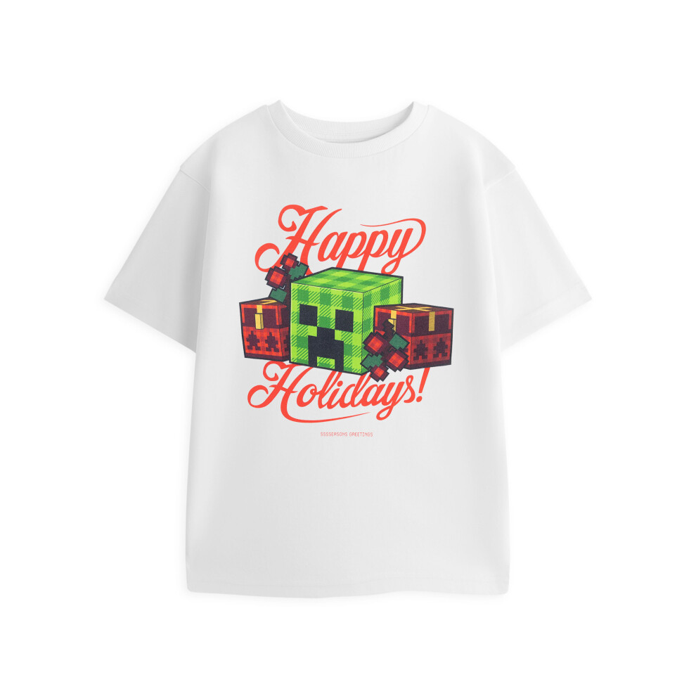 Minecraft (7-8 Years) Short Sleeved T-Shirt (Boys White)