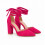(39, Fuchsia) Ankle Strap Block Heel Sandals Size 34-43 5