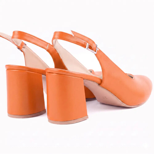 (39, Orange) Ankle Strap Block Heel Sandals Size 34-42