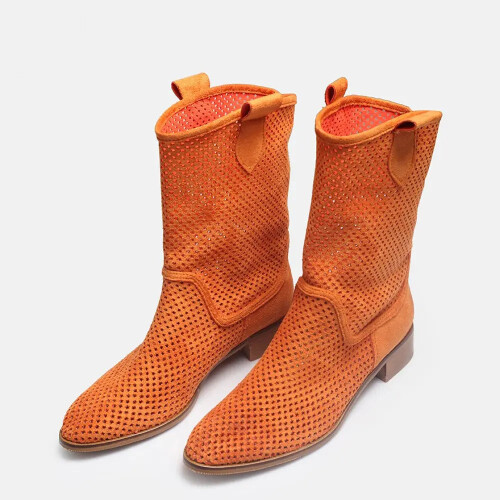 (38, Orange) Summer Cowboy Boots Size 35-44 2