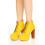 (37, Yellow) Platform Lace Up Ankle Boots 2