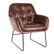 Brown Gold-Stamped Faux Leather Oversized Leisure Armchair
