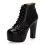 (40, Black) Crocodile Platform Lace Up Ankle Boots 3