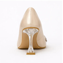 (41, Beige) Stiletto Wedding Shoes with Crystal Heel Size 33-45