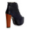 (38, Navy Blue) Platform Lace Up Ankle Boots 4