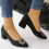 (39, Black) Low Heels Buckle Shoes 2