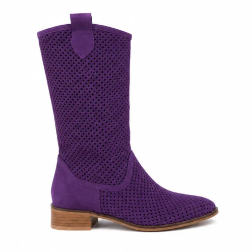 (44, Purple) Low Heel Cowboy Knee High Boots Size 35-44 2