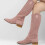 (39, Pink) Low Heel Cowboy Knee High Boots Size 35-44 2