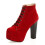 (40, Red) Suede Platform Lace Up Ankle Boots 4