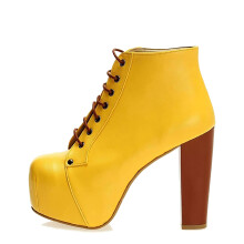 (38, Yellow) Platform Lace Up Ankle Boots