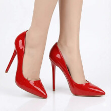 (41, Red) Patent Leather Court Shoes Stiletto Heel Size 33-45