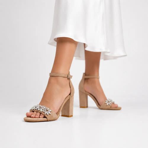 (41, Mink) Rhinestone Ankle Strap Sandals Size 33-43 1