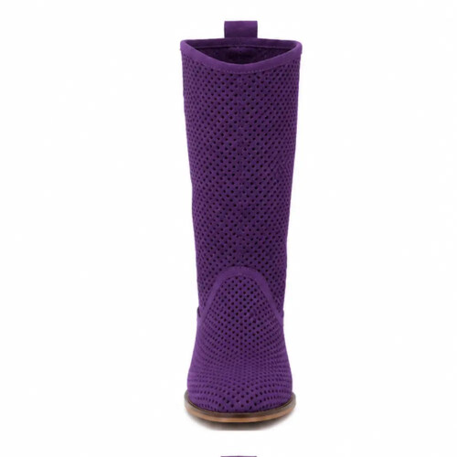 (41, Purple) Low Heel Cowboy Knee High Boots Size 35-44 2