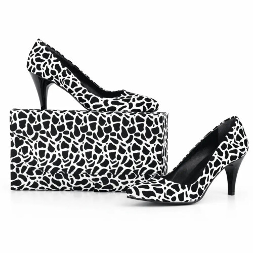 (43, Black) Thin Heel Dalmatian Shoes and Bag Set Size 33-45 1