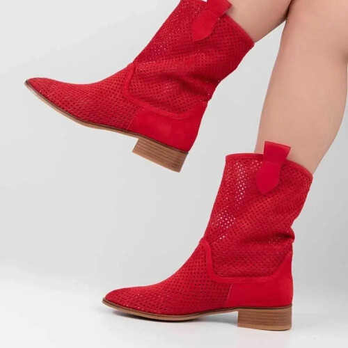 (38, Red) Summer Cowboy Boots Size 35-44