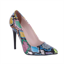 (44, Blue) Snake Print Stiletto Heel Shoes and Bag Set Size 33-45
