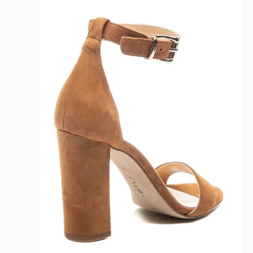 (43, Brown) Block Heel Ankle Strap Sandals Size 33-43