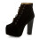 (38, Black) Suede Platform Lace Up Ankle Boots 3
