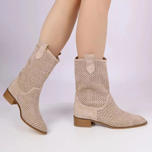 (43, Beige) Summer Cowboy Boots Size 35-44 1
