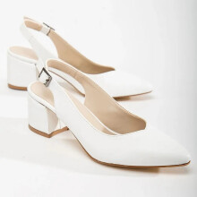 (37, White) Ankle Strap Block Heel Sandals Size 34-42