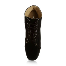 (35, Black) Suede Platform Lace Up Ankle Boots
