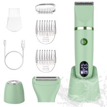 SURKER Women's Body Hair Trimmer Facial Trimmer Shaver Set Epilator 3 in 1 Green