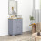 Homcom HOMCOM Rubber Wood Top Kitchen Side Cabinet with Adjustable Shelf, Grey 1