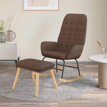 vidaXL Schaukelstuhl mit Fußhocker Taupe Stoff