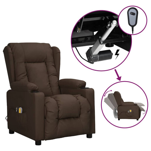 VidaXL vidaXL Massagesessel Elektrisch Braun Kunstleder