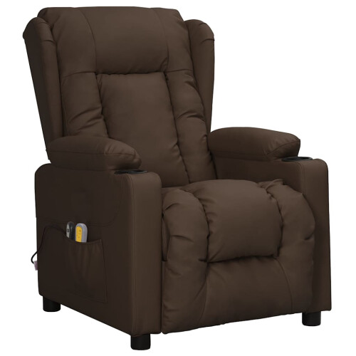 VidaXL vidaXL Massagesessel Elektrisch Braun Kunstleder 1