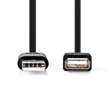 USB-kabel | USB 2.0 | USB-A Han | USB-A Hun | 480 Mbps | Nikkelplateret | 0.20 m | Runde | PVC | Sort | Box
